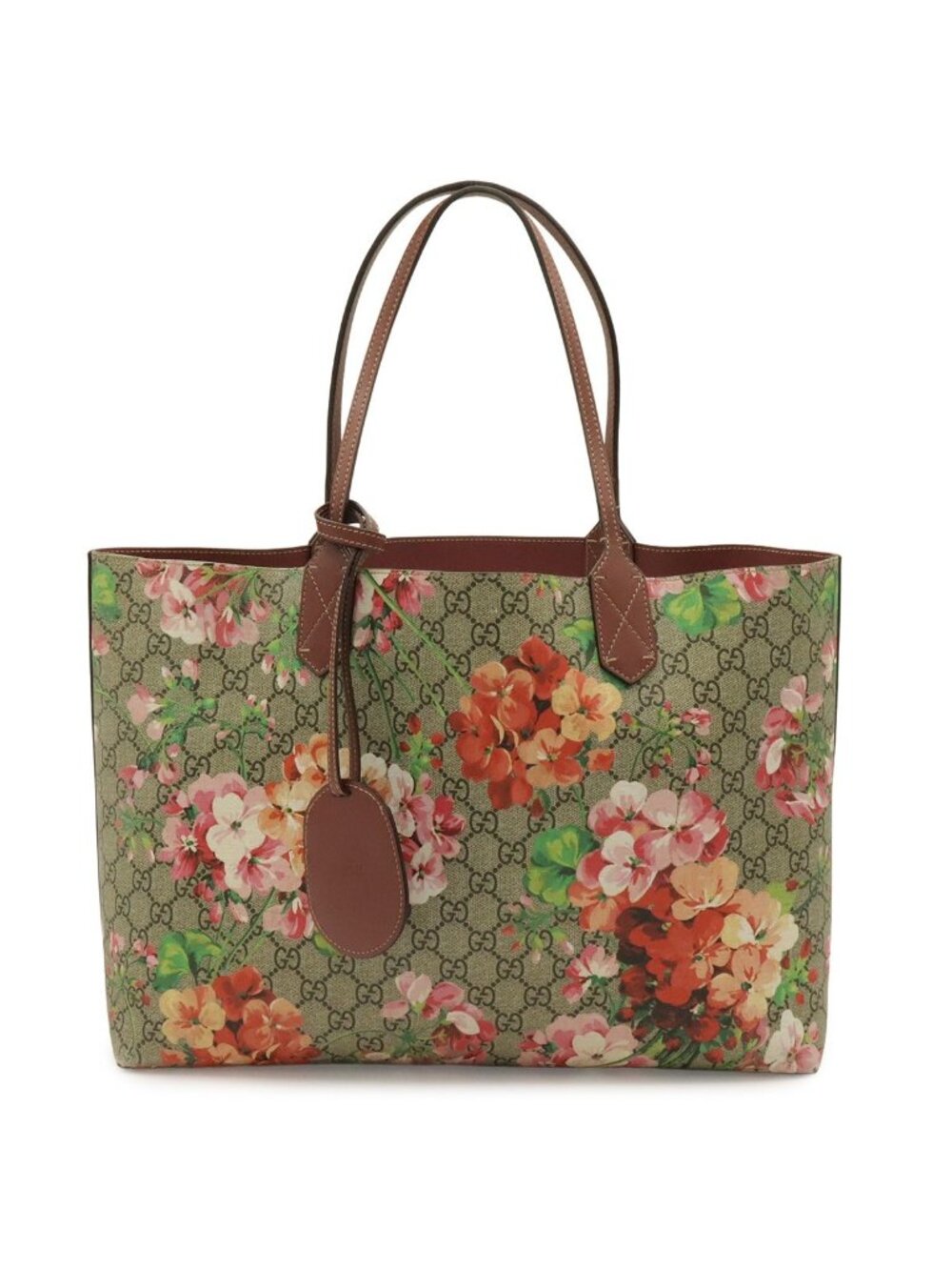 Gucci GG Blooms Supreme Reversible Tote Shoulder Bag Flower Floral Pattern